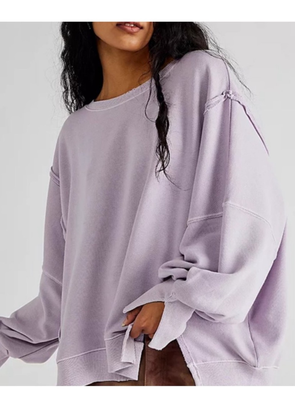 We The Free Camden Lavender Cozy Terry Pullover Sweater